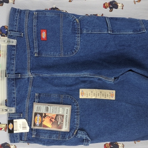 Dickies New with tags relaxed fit dark wash denim carpenter work jeans 42/30 - Picture 1 of 8